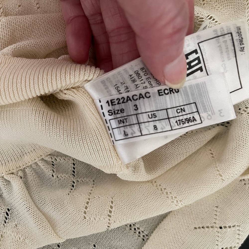 BA&SH Acacio Pointelle Knit Short Sleeve Cardigan - Off White size 8 - Picture 13 of 13